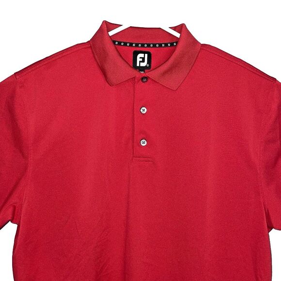 FJ Footjoy Polo Shirt Mens Large Golf‎ Short Sleeve Red Collared w/ Embroidery - Picture 3 of 10